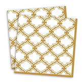 Durable Sparkling Gold Quatrefoil Luncheon Napkins Party Tableware, Paper, 6" x 6", Pack of 16